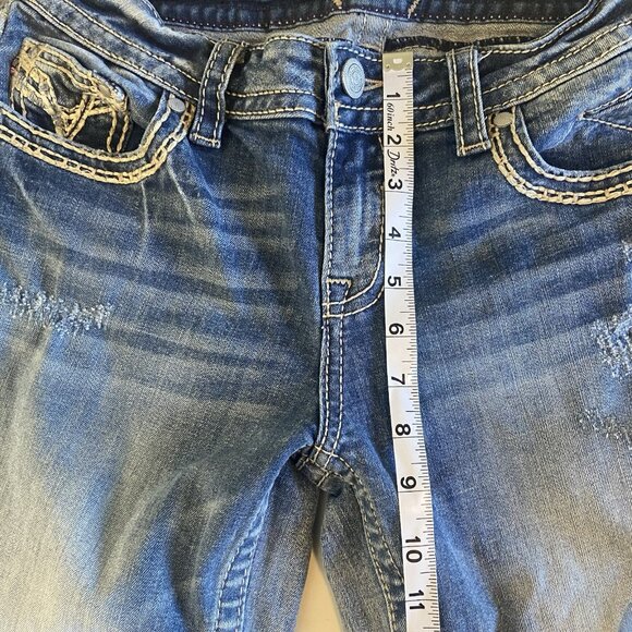 Vigoss The Dublin Denim Capris Size 7/8 Waist Low Rise Rhinestone Buttons Y2k - Picture 11 of 11
